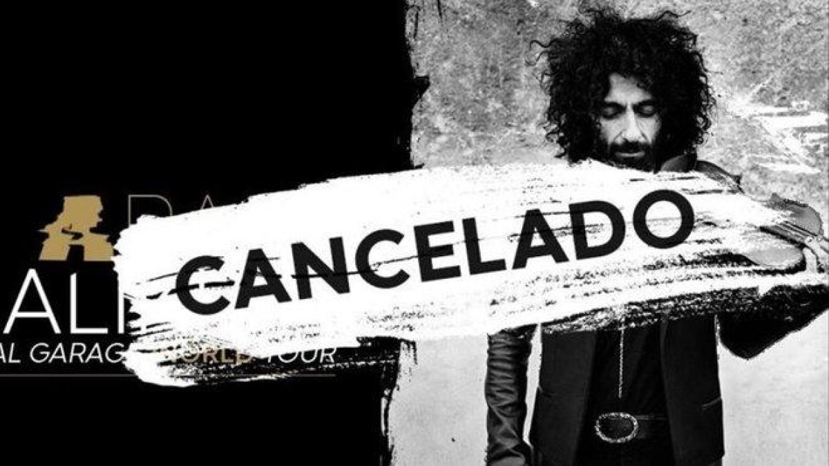 Cartel del concierto cancelado del violinista.-