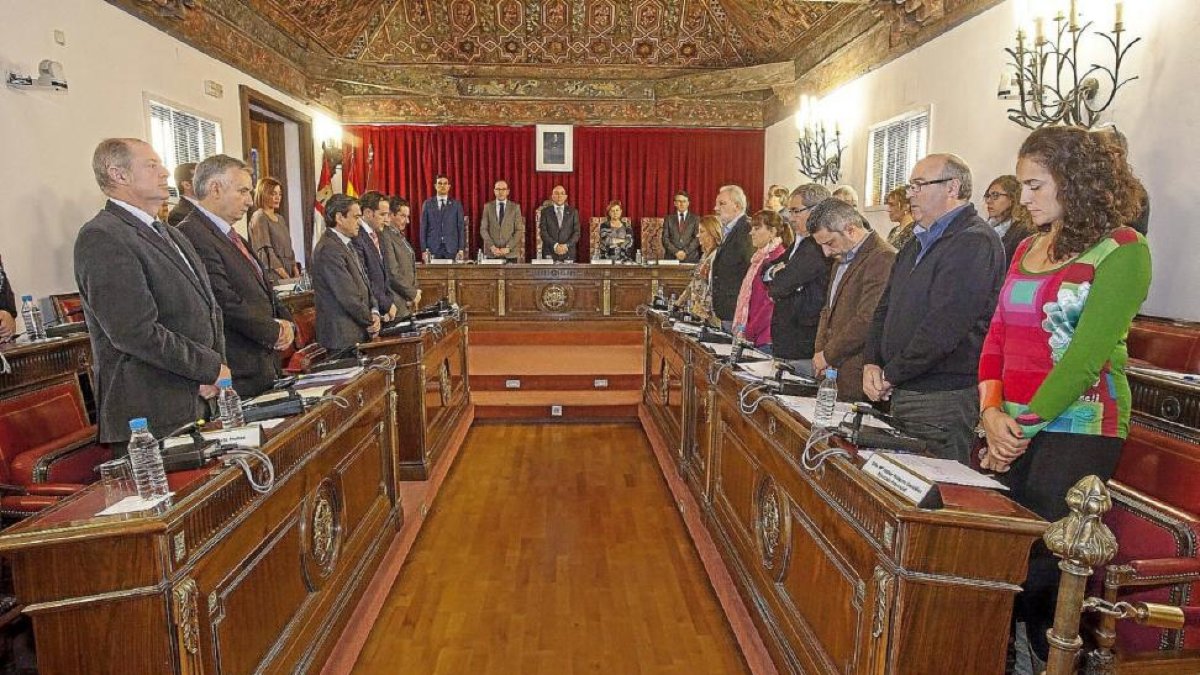 Minuto de silencio en el pleno de la Diputación en recuerdo de las víctimas de los atentados de París.-E.M