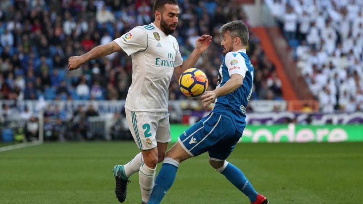 Carvajal, en el partido entre el Madrid y el Deportivo.-REUTERS