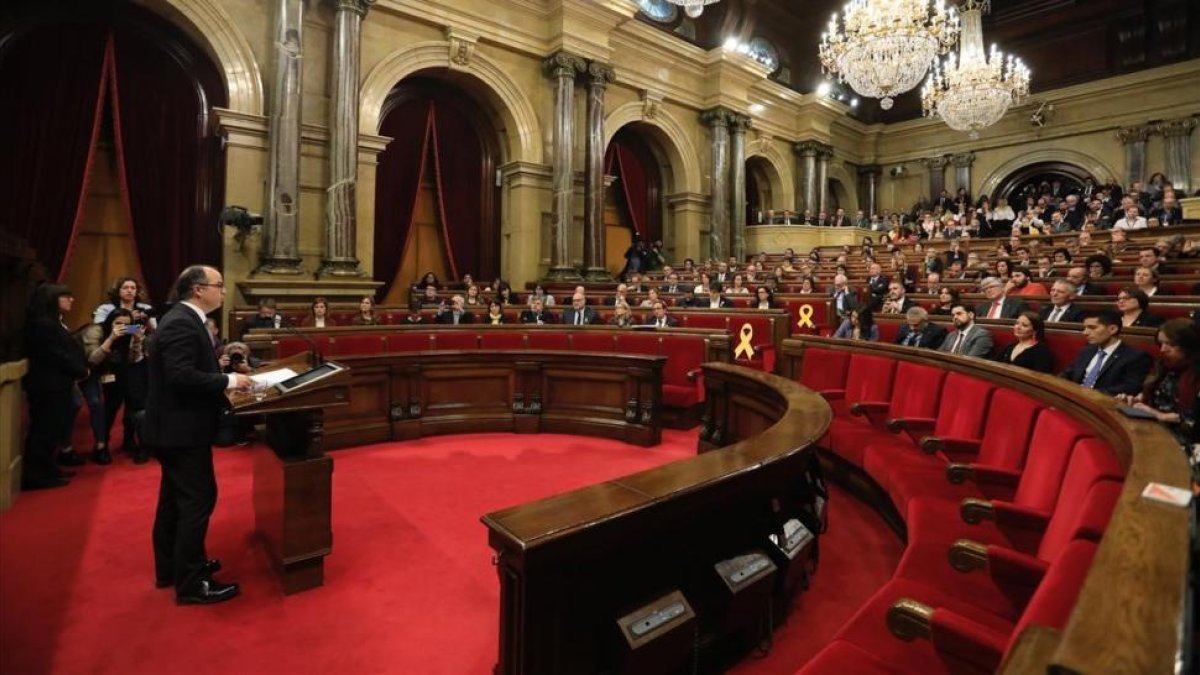 Jordi Turull interviene en el pleno de investidura.-/ FERRAN NADEU