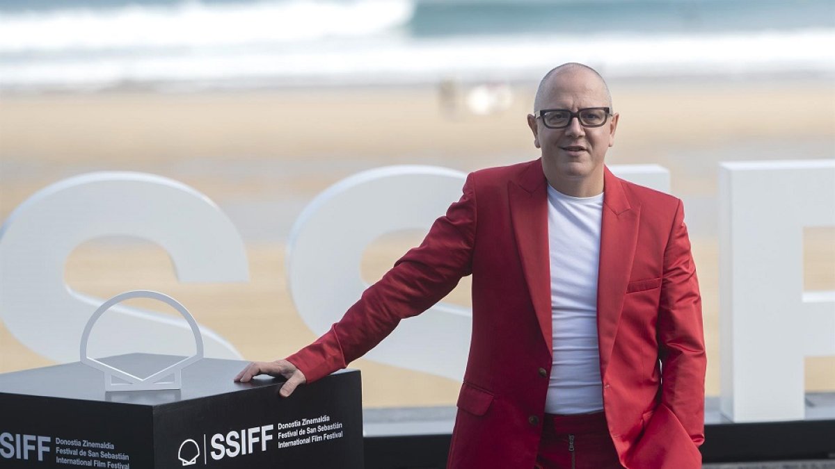 El actor Óscar de la Fuente durante el photocall de la película ‘El buen patrón’ en el pasado Festival de San Sebastián.-E.PRESS