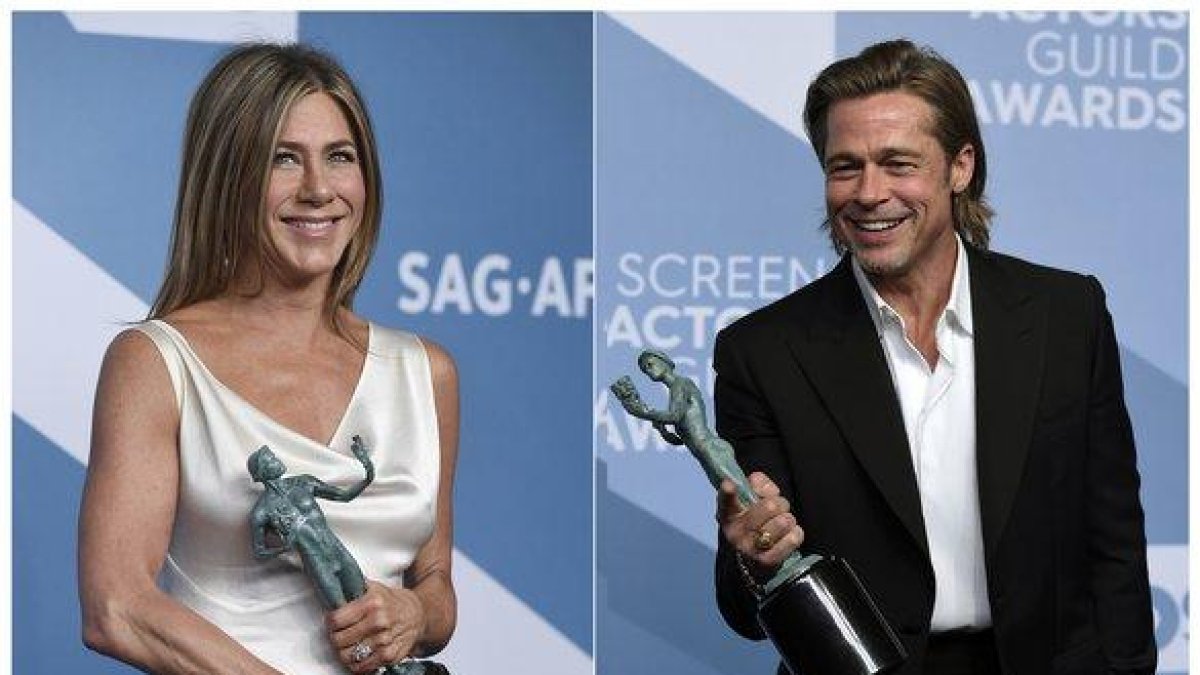 Aniston y Pitt, premiados en los SAG, fueron los protagonistas de la gala del Sindicato de Actores, en Los Ángeles.-INVISION