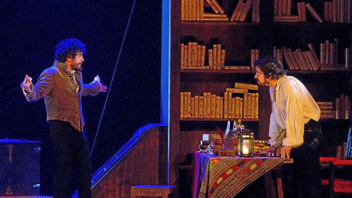 José Manuel Seda y Javier Collado durante un ensayo en el Calderón de ‘La estancia’.-J. M. LOSTAU