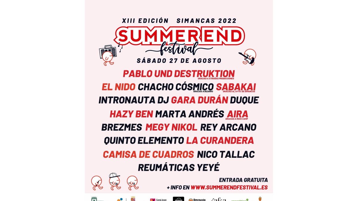 Cartel promocional del Summer End de Simancas en Valladolid. - SUMMER END FESTIVAL