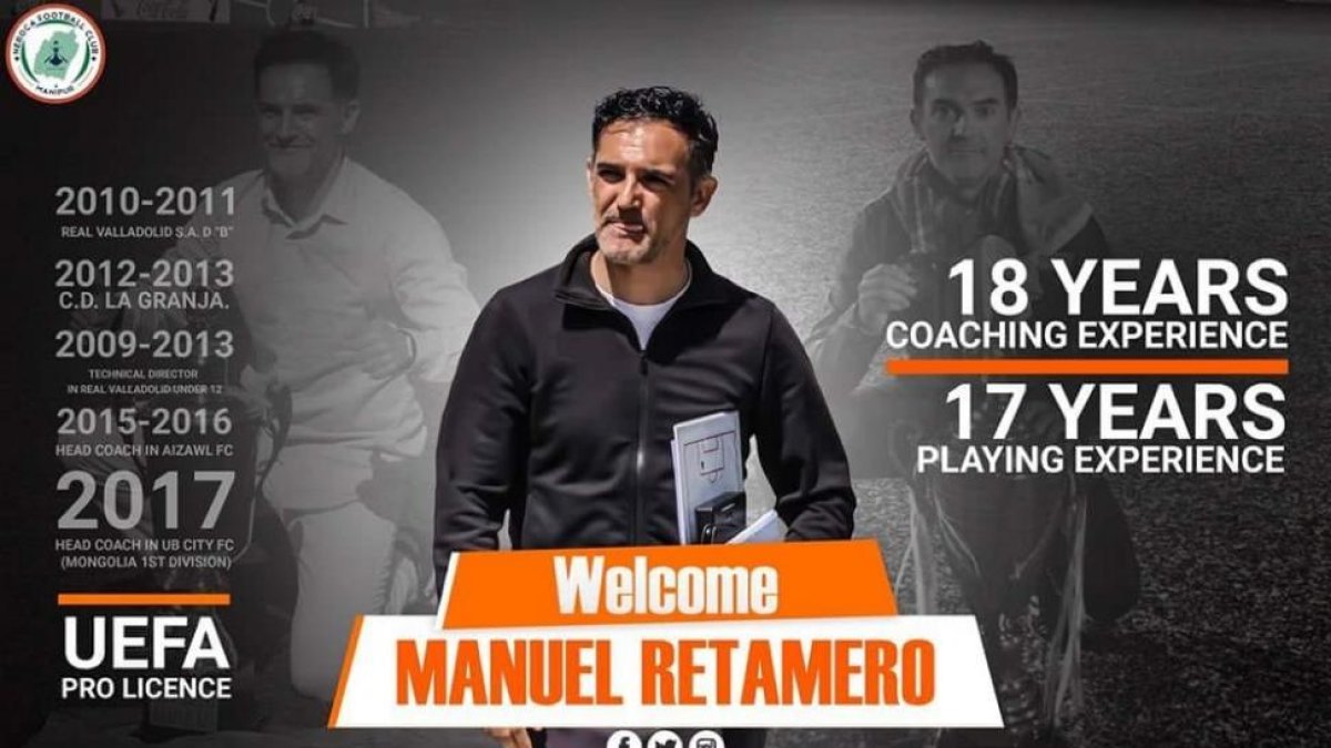 Manuel Retamero con el cartel de bienvenida colgado en redes y en la web de su nuevo club en la India.-ELMUNDO