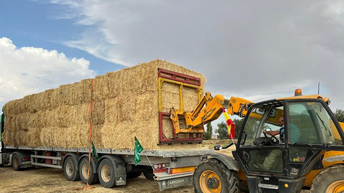 ASAJA Valladolid en colaboración con la JAL de Villabrágima envía dos camiones de paja