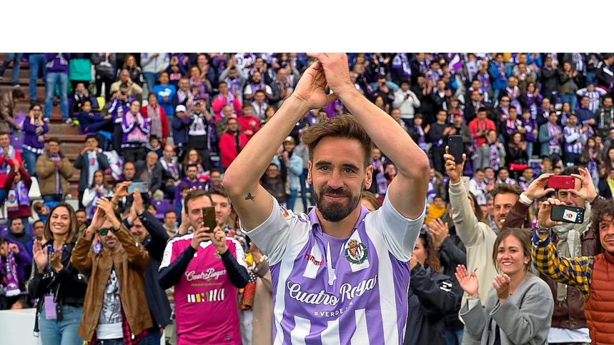 Borja Fernández el día de su despedida como jugador del Real Valladolid en mayo de 2019. P. REQUEJO