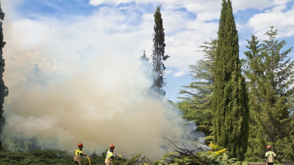 Incendio en un parque de Villa del Prado en Valladolid