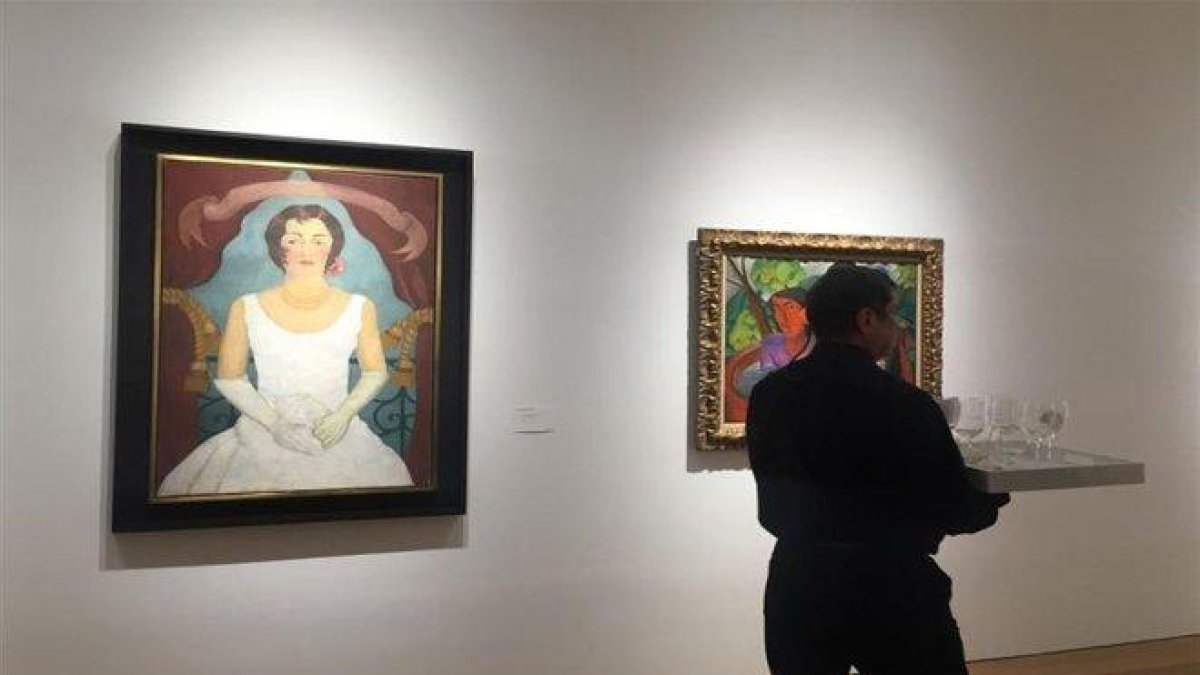 la obra de Frida Kahlo Retrato de una mujer de blanco.-AFP