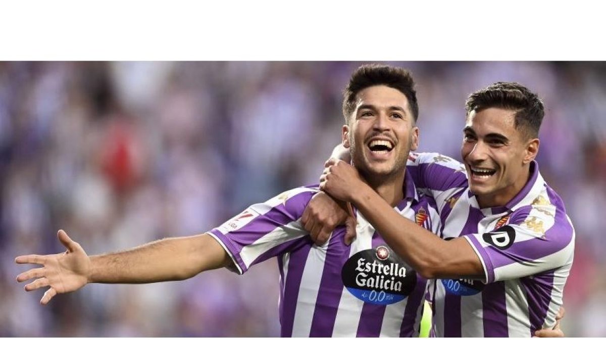 Alegría en el Real Valladolid tras el tercer gol de Meseguer. / LALIGA