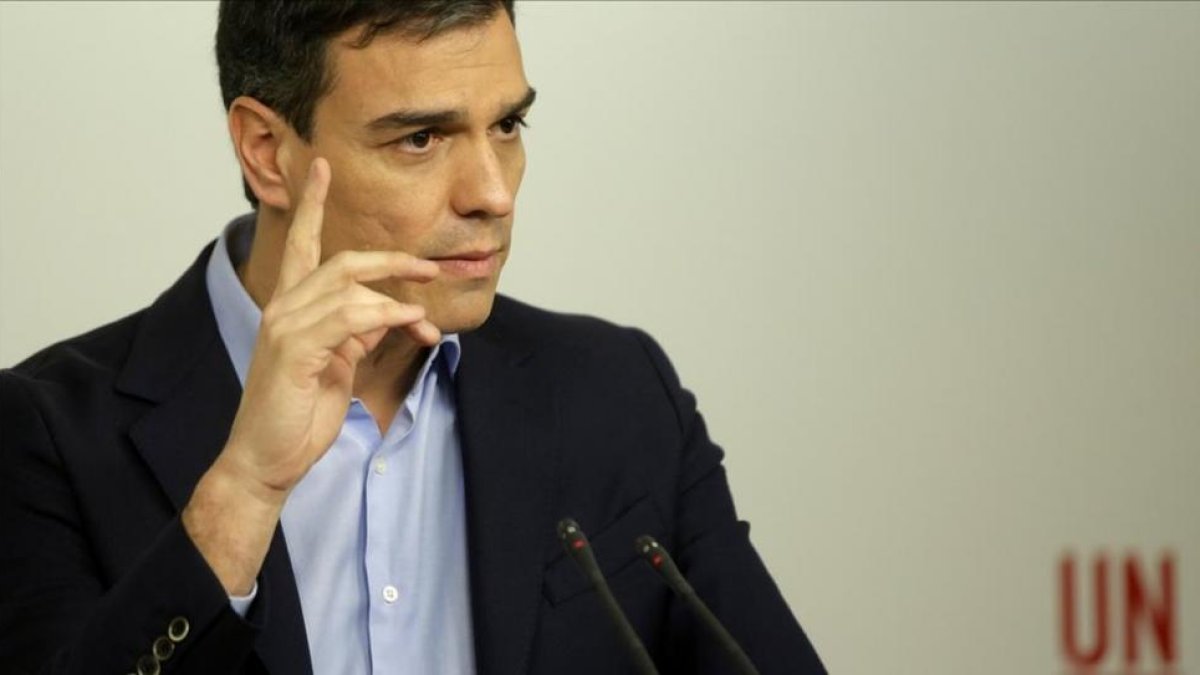 Pedro Sánchez, el pasado lunes en la sede del PSOE.-JOSÉ LUIS ROCA