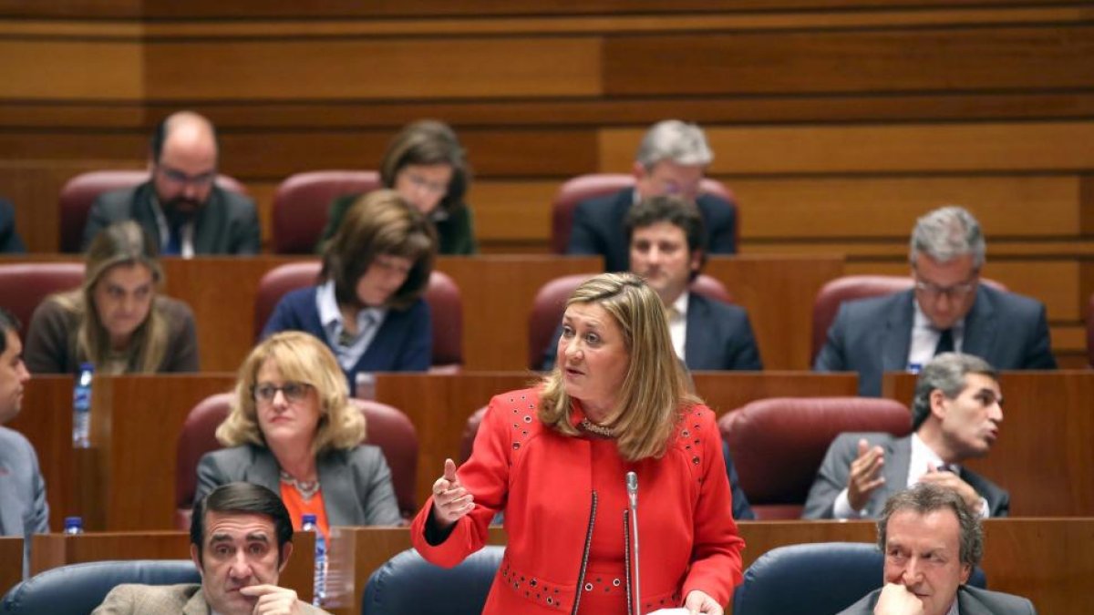 Intervención de la consejera de Hacienda, Pilar del Olmo, en el Pleno de las Cortes.-ICAL