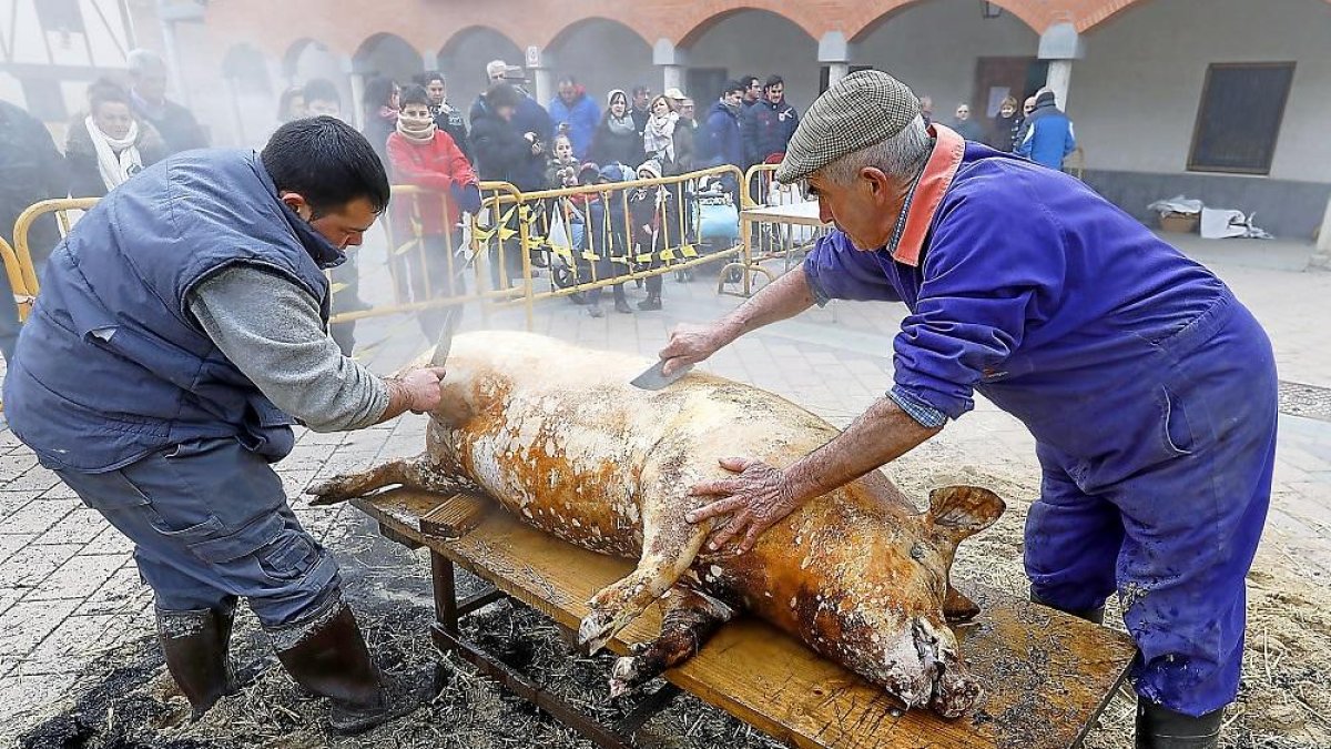 Jornadas de la matanza tradicional en el municipio vallisoletano de La Pedraja de Portillo, en una imagen de archivo.-J.M. LOSTAU