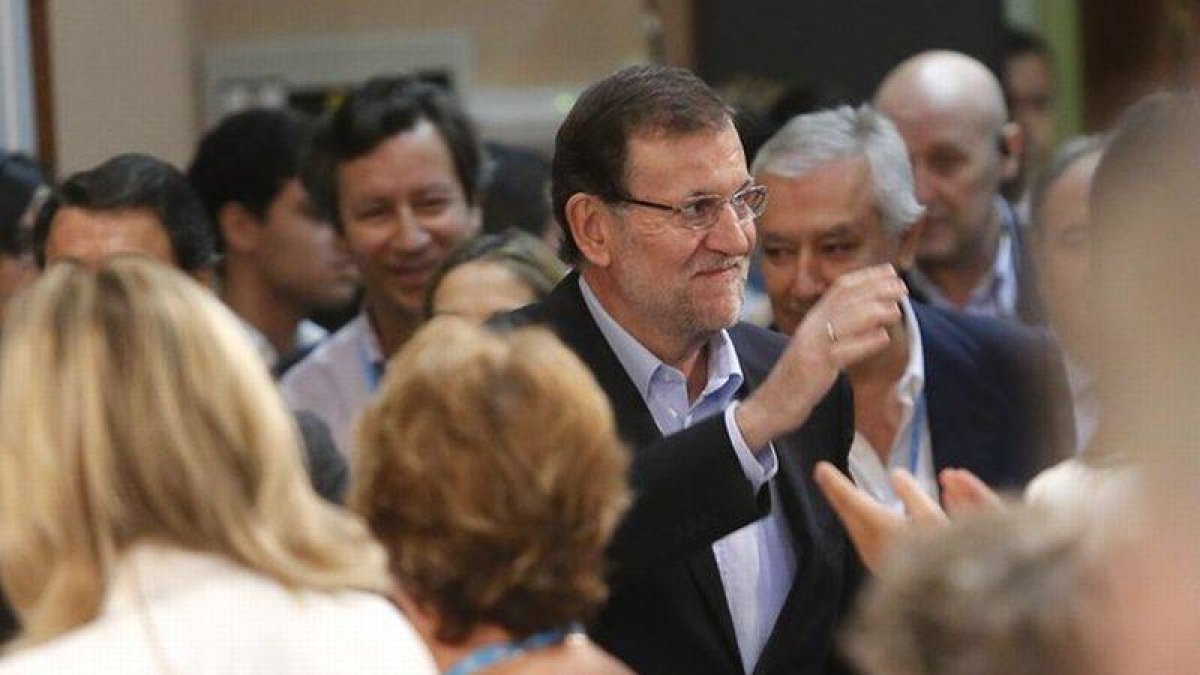 El presidente Rajoy, en la clausura la 21 interparlamentaria del PP celebrada en Guadalajara este sábado.-Foto: JUAN MANUEL PRATS