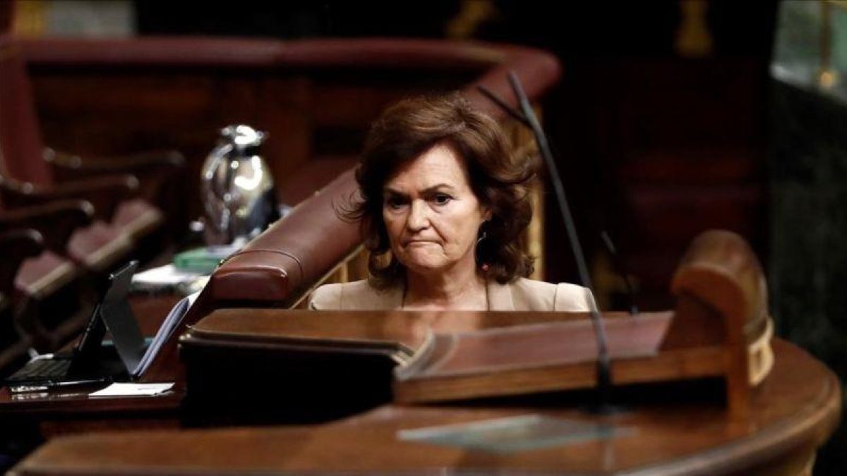 Carmen Calvo, este jueves en el Congreso de los Diputados.-EFE / MARISCAL