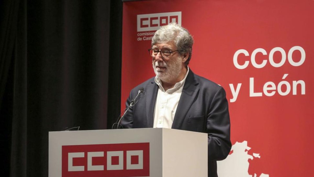 El presidente de Cecale, Santiago Aparicio, durante la celebración del 11º Congreso de CCOO de Castilla y León-R. Valtero / ICAL