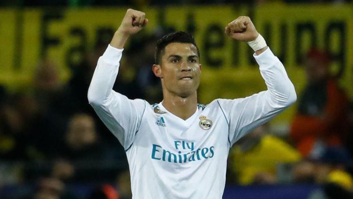 Cristiano Ronaldo celebra uno de sus goles al Dortmund en la Champions.-AFP / ODD ANDERSEN