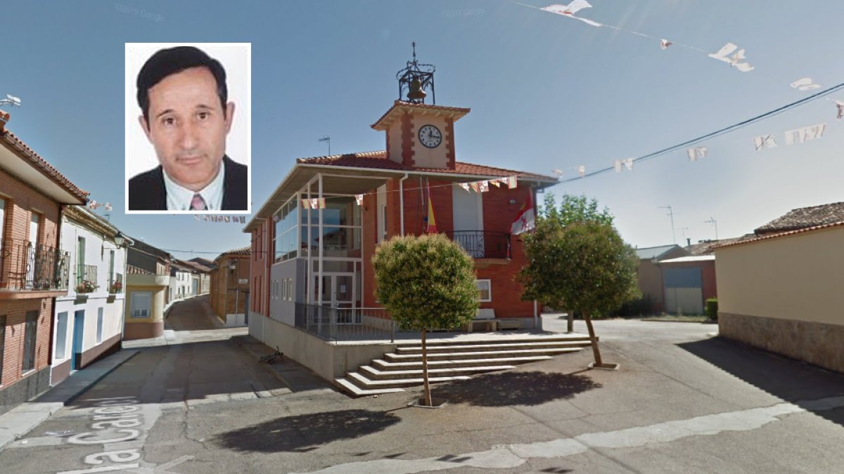 Ayuntamiento de Roales de Campos y en la imagen pequeña el alcalde fallecido, José Manuel Moreno. GSW