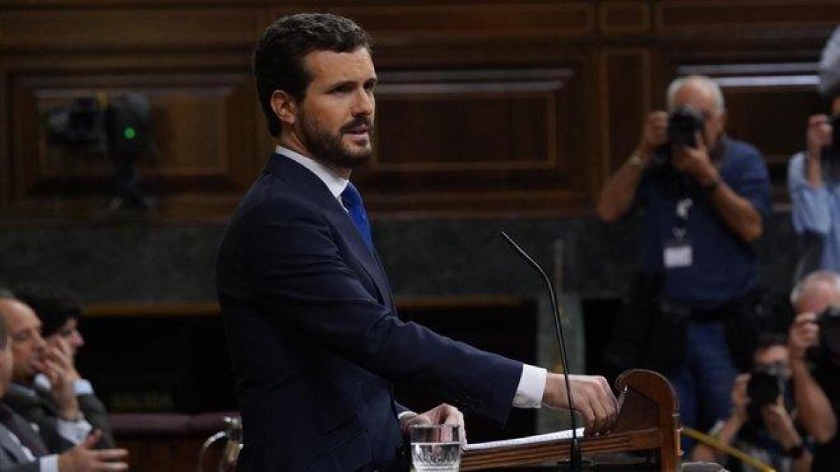 Pablo Casado, hoy en el hemiciclo del Congreso.-DAVID CASTRO