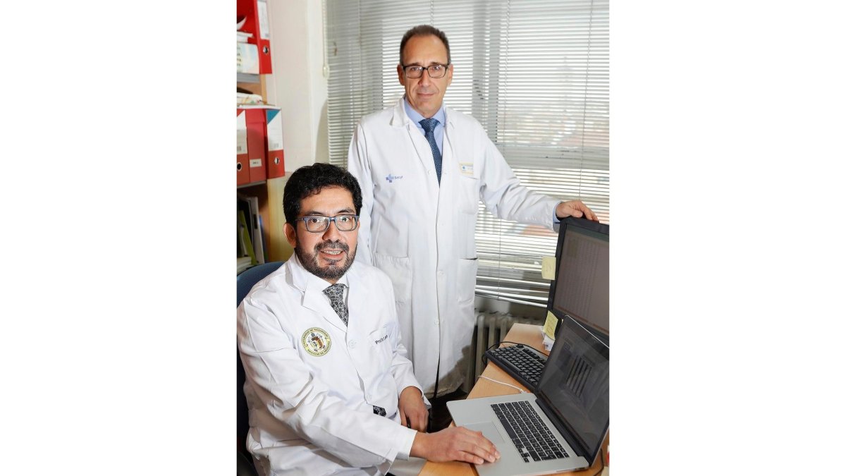 Dos investigadores en la Facultad de Medicina de la Universidad de Valladolid. J. M. LOSTAU