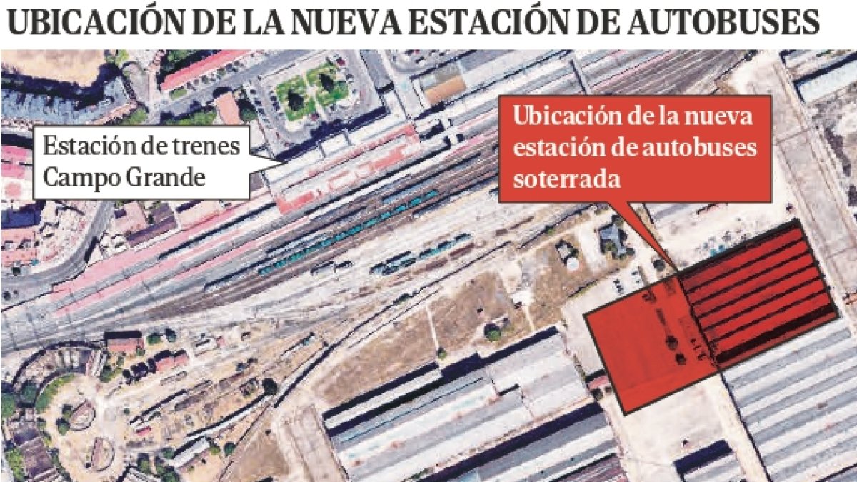Gráfico con la ubicación de la futura estación de autobuses de Valladolid.