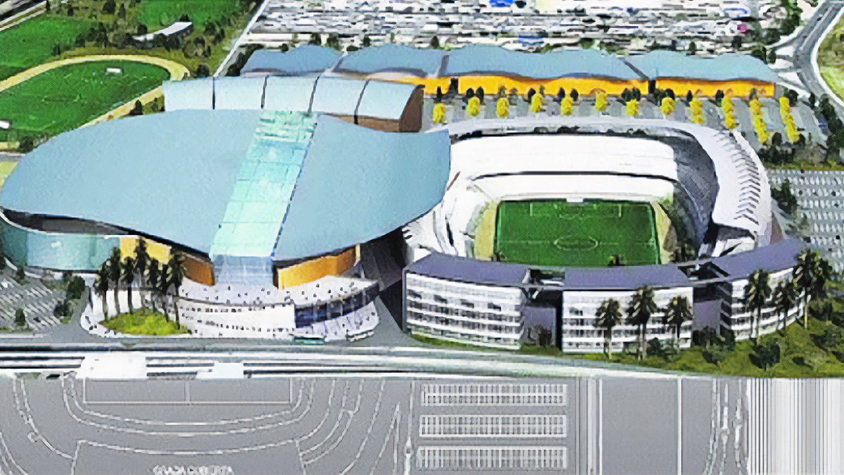 2002. Primer proyecto del Valladolid Arena, con un hotel en el fondo sur.