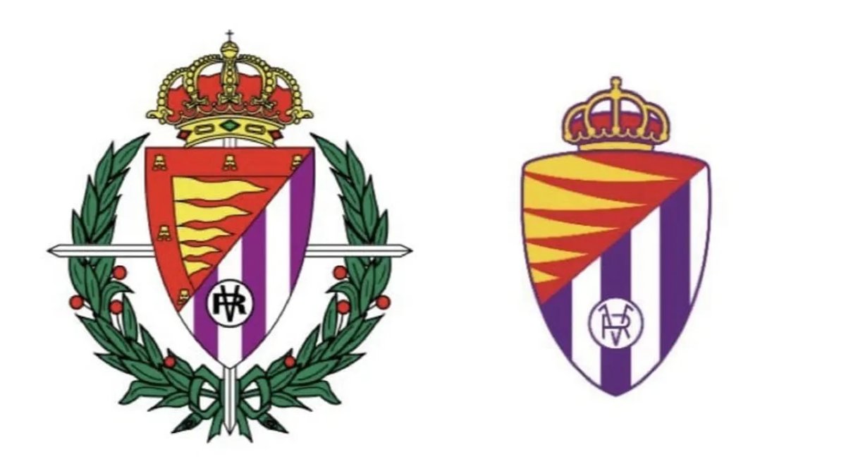 Escudo histórico del Real Valladolid y el utilizado en las dos últimas temporadas.