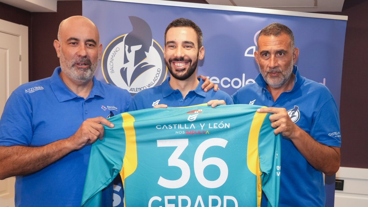 Ollero, Forns y Pisonero, en la presentación del portero del Recoletas Atlético Valladolid.