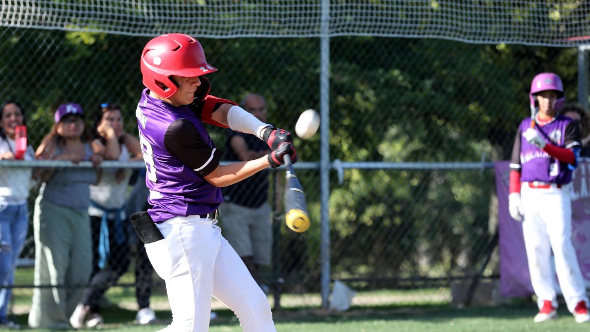 Un jugador del CBS Valladolid batea la pelota