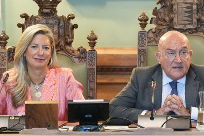 Irene Carvajal, Jesús Julio Carnero y Francisco Blanco, durante el pleno.