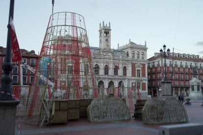 Montaje del Árbol de los Deseos en la plaza Mayor. -PHOTOGENIC