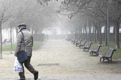 La niebla presente este lunes en la parte alta de la ciudad, en Parquesol-J.M.Lostau