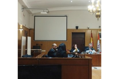 La acusada, de espaldas, junto a su letrado defensor durante la vista de conformidad celebrada este jueves en la Audiencia de Valladolid. - EUROPA PRESS