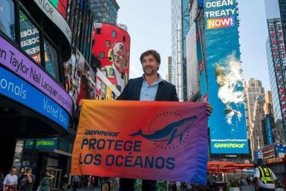 Javier Bardem, este lunes en Times Square.-AFP / DON EMMERT