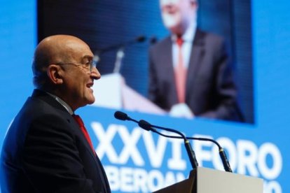 El alcalde de Valladolid, Jesús Julio Carnero, en la bienvenida institucional del Foro Iberoamericano. -AYUNTAMIENTO VALLADOLID