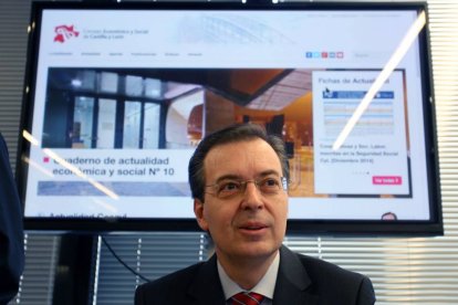 El presidente del Consejo Económico y Social de Castilla y León (CES), Germán Barrios, presenta su nueva página web institucional-Ical