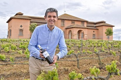 Antonio Casas posa entre sus viñedos, frente a las instalaciones de Agejas.-