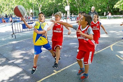 Una imagen de un partido de minibasket entre colegios en el Día del Mini. / J. M. LOSTAU