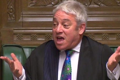 El presidente de la Cámara de los Comunes, John Bercow, durante una de sus intervenciones.-AFP