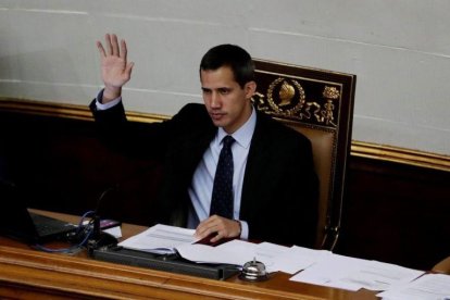 Juan Guaidó durante una sesion de la Asamblea Nacional en el Palacio Federal Legislativo.-EFE