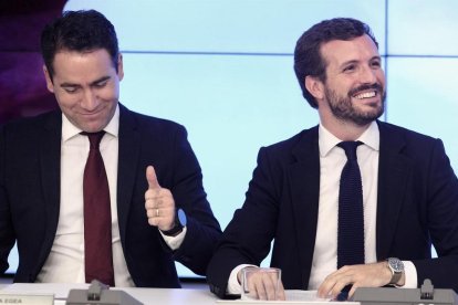 Teodoro García Egea y Pablo Casado.-EUROPA PRESS