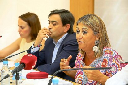 Vicente, Hernández y López, ayer, durante la comisión de Meseta Ski celebrada en la Diputación de Valladolid.-EL MUNDO