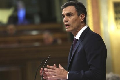 El Presidente del Gobierno y Secretario General del PSOE, Pedro Sanchez, en el Congreso de los Diputados-DAVID CASTRO