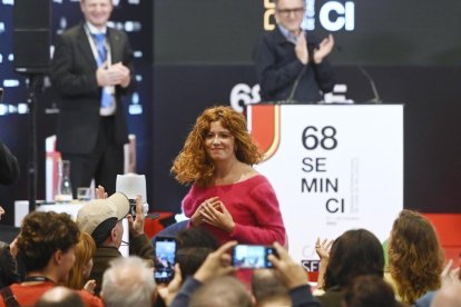 Laura Ferrés agradece el cariño tras la lectura del palmarés de Seminci. / SEMINCI