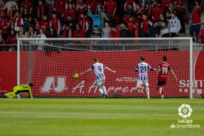 Weissman celebra el tanto de Aguado en Miranda. / LA LIGA