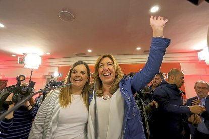 Elisa Abril, ex secretaria de Juventudes Socialistas con Susana Díaz, en un acto en Vlladolid de apoyo a la política andaluza.-ICAL