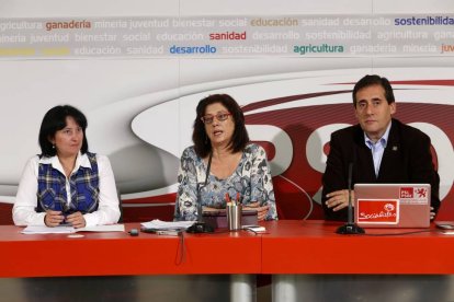 Los procuradores socialistas Miguel Ángel Fernández Cardo, Teresa Gutiérrez y Ángela Marqués-Ical