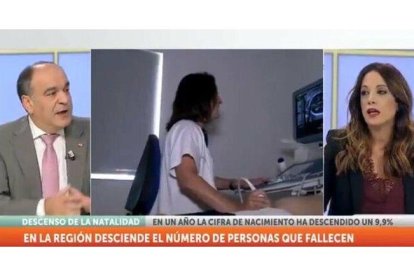 Imagen del diputado de Vox en el debate en la televisión Región de Murcia.-