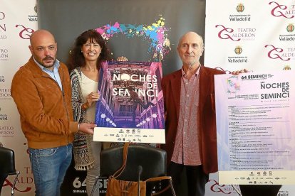 Juan Valls, Ana Redondo y Javier Angulo durante la presentación de la iniciativa  ‘Las noches de Seminci’.-J. M. LOSTAU