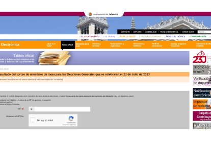 El Ayuntamiento de Valladolid informa que la página web ya está operativa. Twitter: Ayuntamiento